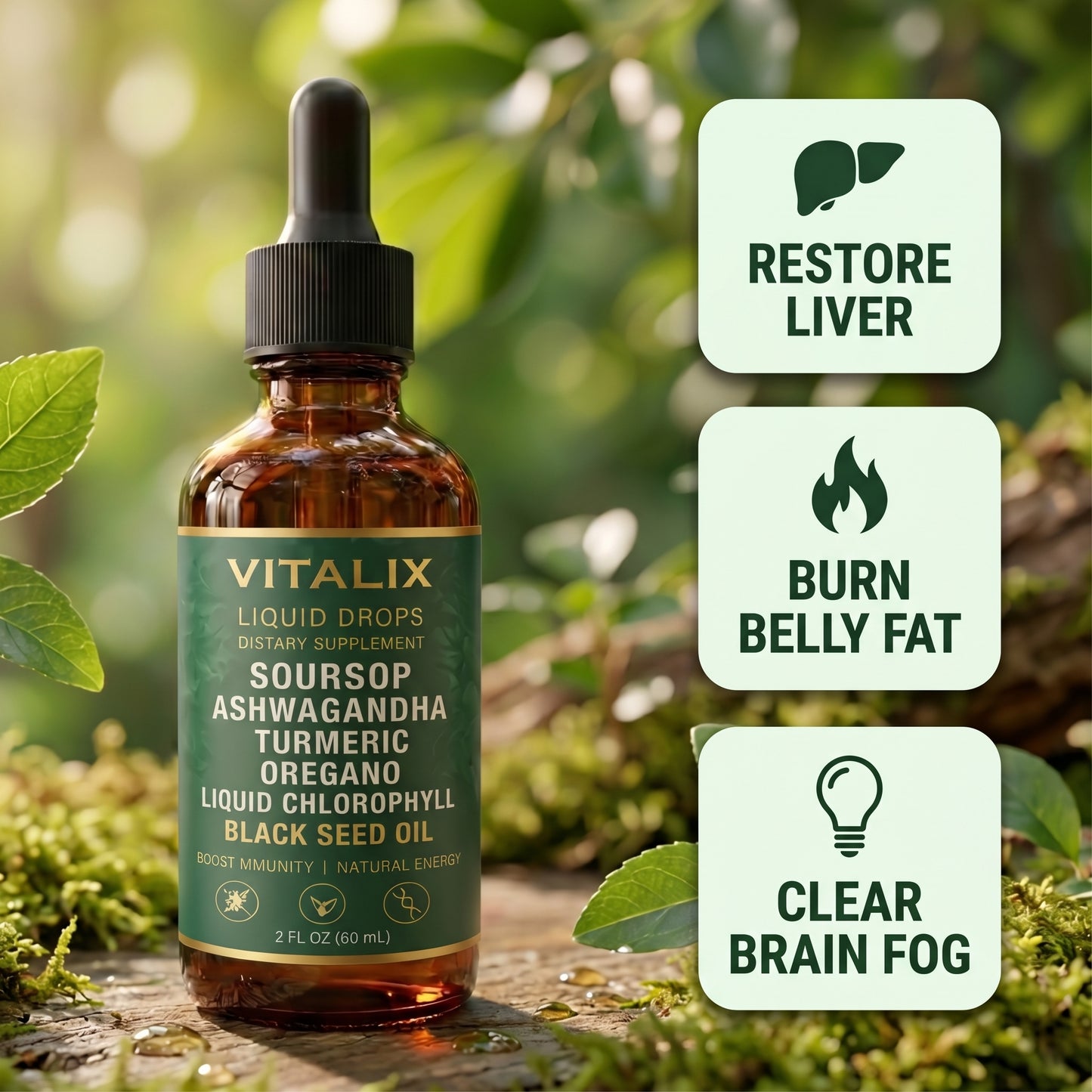 Vitalix - Soursop Liquid Complex -  Natural Herbal Detox For a Cleaner, Healthier Liver